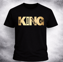 Load image into Gallery viewer, Black KING T-Shirt - Gold Loyal Blessed Kind Strong
